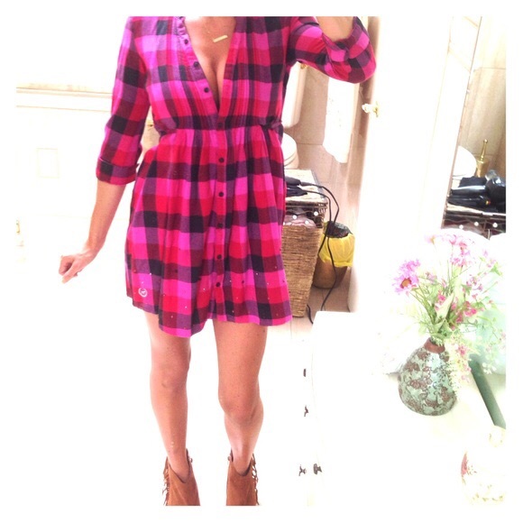 Dresses | Pink Flannel Dress | Poshmark